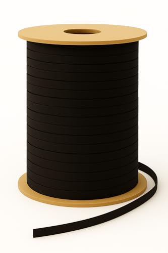 Borte, Uni-Farbige Bänder aus Polyester-Baumwollmischung für Nähen, Schneiderei, Einfassungen – 10 mm, 2 Längen, Solid Black, Made in Italy (Solid Black, 10 m) von Artefizio