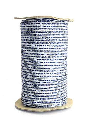 Jacquard-Borte, dekorativ, 100 % Polyester, zum Nähen, Schneidern, Bordüren, Bänder, 5 Farben, 6 mm, in 2 Längen, hergestellt in Italien (Indigo Sky, 10 m) von Artefizio