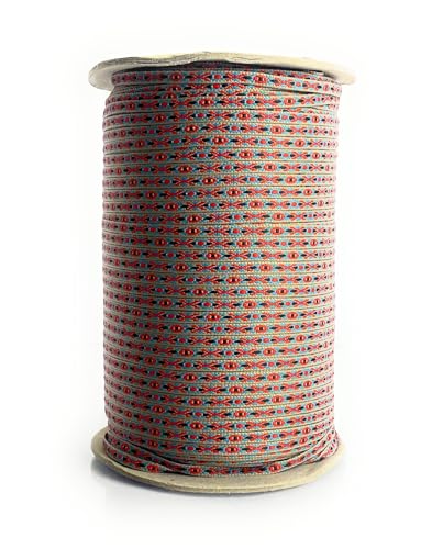 Jacquard-Borte, dekorativ, 100 % Polyester, zum Nähen, Schneidern, Bordüren, Bänder, 5 Farben, 6 mm, in 2 Längen, hergestellt in Italien (Sand Red Turquoise, 10 m) von Artefizio