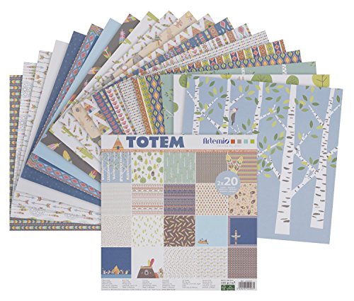 40 Blatt Scrapbooking-Papier, 30,5 x 30,5 cm, verschiedene Totempapiere – Block Totem-Papier von Artemio