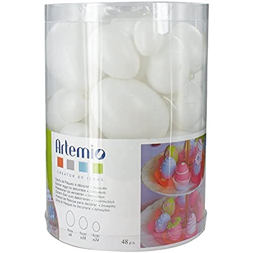 Artemio 48 Plastik Eier in verschiedenen Größen sortiert zum basteln und marmorieren von Artemio