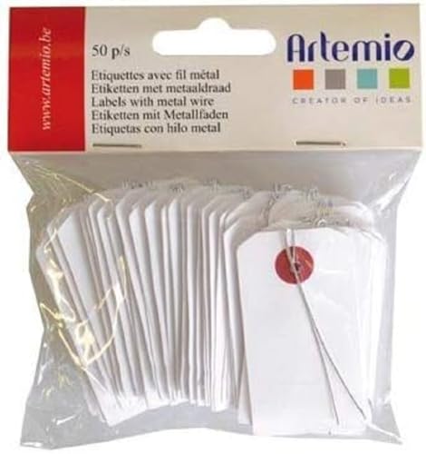 Artemio Set mit 50 Etiketten, Papier, weiß, 11,5 x 1,5 x 13 cm von Artemio