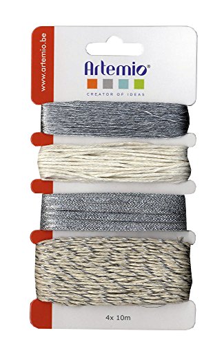 Artemio 11060298 Dekoschnur, Kunststoff, silberfarben, 10 x 1 x 16,5 cm, 4 Stück von Artemio