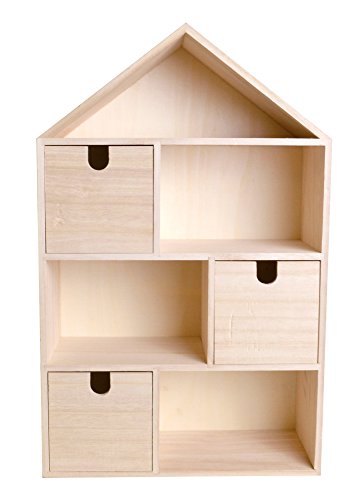 Artemio 14002224 Haus zum Dekorieren mit 3 Schubladen Holz 30,5 x 48,5 x 12 cm von Artemio