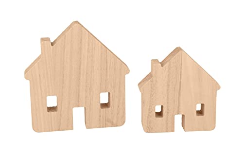 Artemio 14003430 Wooden Houses 2 Holzhäuser-12,5 x 13 cm + 9,5 x 10 cm, S von Artemio