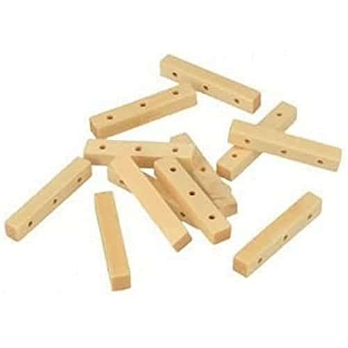 Artemio Set mit 12 Perlen mit 3 Löchern, rechteckig, zum Dekorieren, Holz, beige, 9 x 1,5 x 13 cm von Artemio