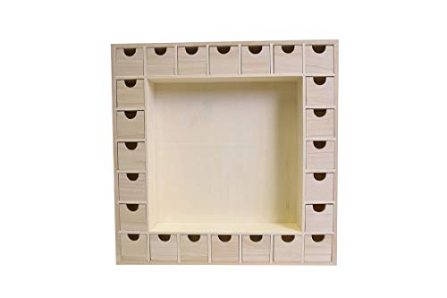 Artemio 39 x 39,5 x 6,5 cm Adventskalender aus Holz mit Schubladen zu dekorieren, beige, 39 x 39.5 X6.5 cm von Artemio