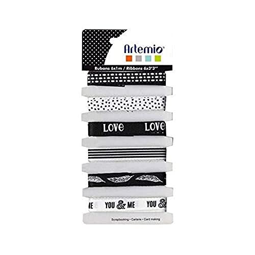 Artemio 6 Black & White Love Bänder, Schwarz, Weiß, 6 x 1 m von Artemio