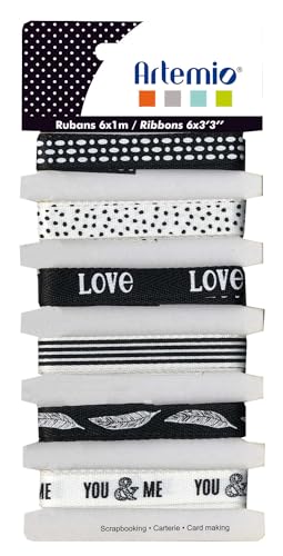 Artemio 6 Black & White Love Bänder, Schwarz, Weiß, 6 x 1 m Artemio 6 Black & White Love Bänder, Schwarz, Weiß, 6 x 1 m von Artemio