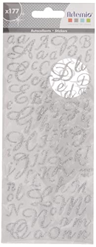 Artemio Artémio Alphabet Glitter-Sticker Silber 177 Doppelseitige, Selbstklebende Buchstaben, Glas, One Size von Artemio