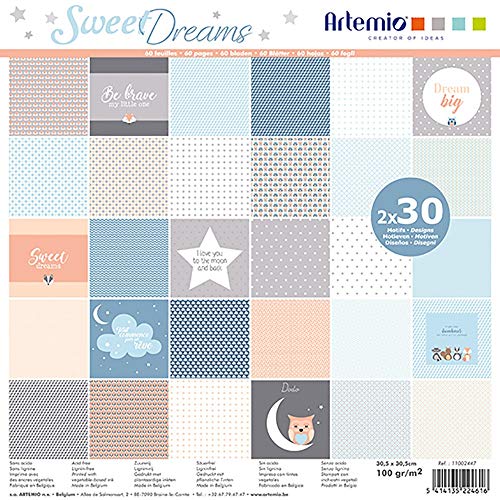 Artemio Sweet Dreams Block mit 30 x 2 Blättern, 30 x 30 cm, Papier, Sonstige, 30x30 cm, 60 von Artemio