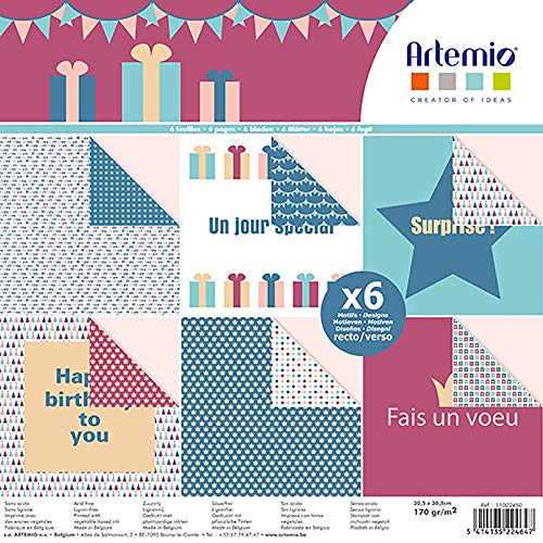 Artemio Block mit 6 Blättern zum Geburtstag, 30 x 30 cm, Papieren, Mehrfarbig, 30x30 cm Artemio Block mit 6 Blättern zum Geburtstag, 30 x 30 cm, Papieren, Mehrfarbig, 30x30 cm von Artemio