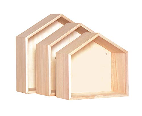 Artemio Holzhaus Böden, Beige, 3 Stück, 30x10x30 cm; 27x26,5x10 cm; 24x22,5x10 cm. von Artemio