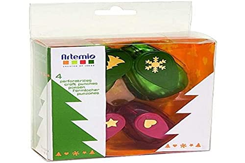 Artemio Motivlocher 4er Set Weihnachten Tanne Schneeflocke Stern Herz von Artemio