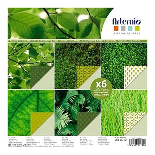 Artemio Scrapbooking-Papier, Blattgrün, 30,5 x 30,5 cm, 6 Blatt von Artemio