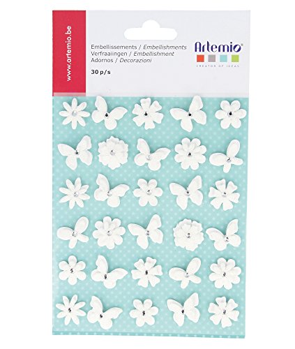 Artemio Set 30 Schmetterlinge und Blumen Pailletten, Papier, weiß, 11,5 x 0,5 x 19 cm Artemio Set 30 Schmetterlinge und Blumen Pailletten, Papier, weiß, 11,5 x 0,5 x 19 cm von Artemio