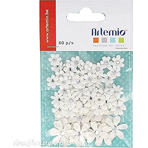 Artemio Set 60 Mini Blumen, Papier, weiß, 7,5 x 1 x 11,5 cm von Artemio