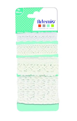 Artemio Set de 4 Assortiment de Tressen Spitze, Stoff, weiß, 8 x 1 x 17,5 cm Artemio Set de 4 Assortiment de Tressen Spitze, Stoff, weiß, 8 x 1 x 17,5 cm von Artemio