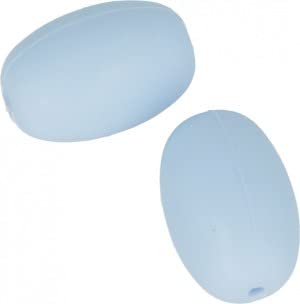 Oliven Perlen Silikon 20x14mm Pastell Blau 2 Stück von Artemio
