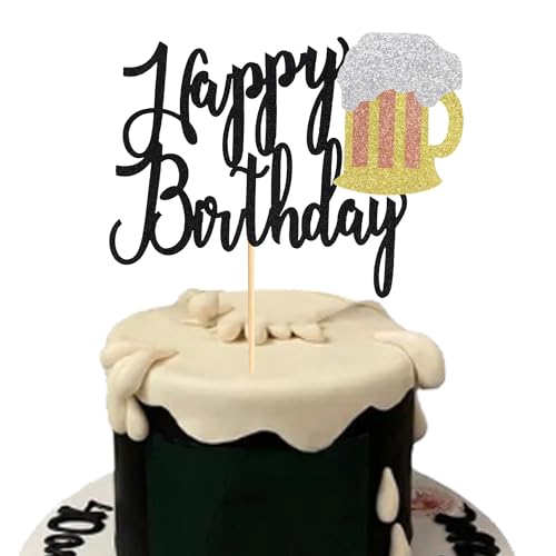 Arthsdite 1 x Bierkrug "Happy Birthday"-Kuchenaufsatz, Prost, Bier, Kuchendekoration zum Feiern von Glorymoment, Bier-Thema, Geburtstagsparty-Zubehör von Arthsdite