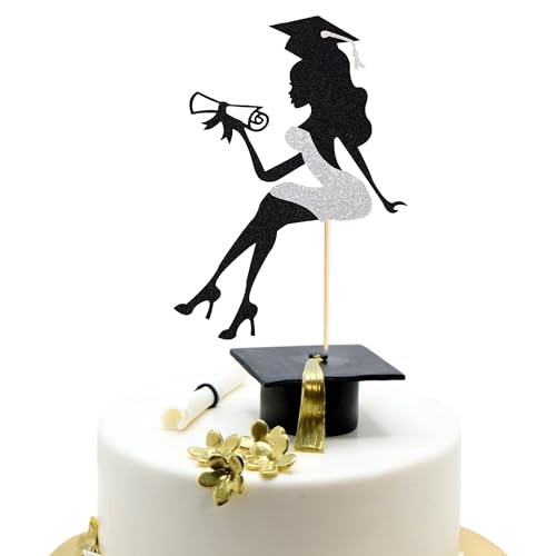 Arthsdite 1 x High Heel Girl Graduation Cake Topper mit Abschluss-Kappe Diplom 2025 Graduation Cake Pick – Silber Glitzer Arthsdite 1 x High Heel Girl Graduation Cake Topper mit Abschluss-Kappe Diplom 2025 Graduation Cake Pick – Silber Glitzer von Arthsdite
