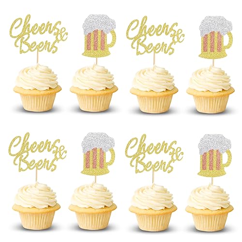 Arthsdite 24 Stück Cheers Bierkrug Cupcake Topper Bier Kuchen Topper Dekorationen Prost Bier Festival Feier Geburtstag Party Supplies – Gold Glitzer Arthsdite 24 Stück Cheers Bierkrug Cupcake Topper Bier Kuchen Topper Dekorationen Prost Bier Festival Feier Geburtstag Party Supplies – Gold Glitzer von Arthsdite
