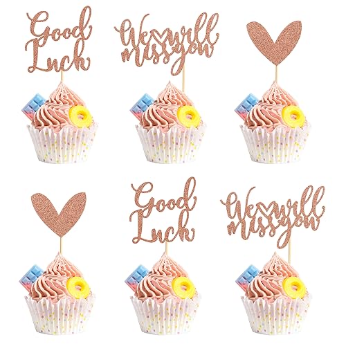 Arthsdite 24 Stück Cupcake-Topper mit Aufschrift "We Will Miss You", glitzernd, Rot, Liebe, Herz, Glück, Cupcake-Picks, Ruhestand, Party, Kuchendekorationen – Roségold-Glitzer Arthsdite 24 Stück Cupcake-Topper mit Aufschrift "We Will Miss You", glitzernd, Rot, Liebe, Herz, Glück, Cupcake-Picks, Ruhestand, Party, Kuchendekorationen – Roségold-Glitzer von Arthsdite