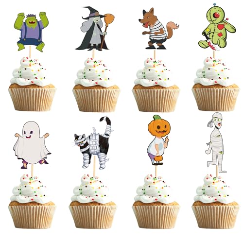 Arthsdite 24 Stück Halloween Cupcake Toppers Geist Katze Hexe Cupcake Picks Halloween Kürbis Blut Messer Horror Kuchen Dekorationen Arthsdite 24 Stück Halloween Cupcake Toppers Geist Katze Hexe Cupcake Picks Halloween Kürbis Blut Messer Horror Kuchen Dekorationen von Arthsdite