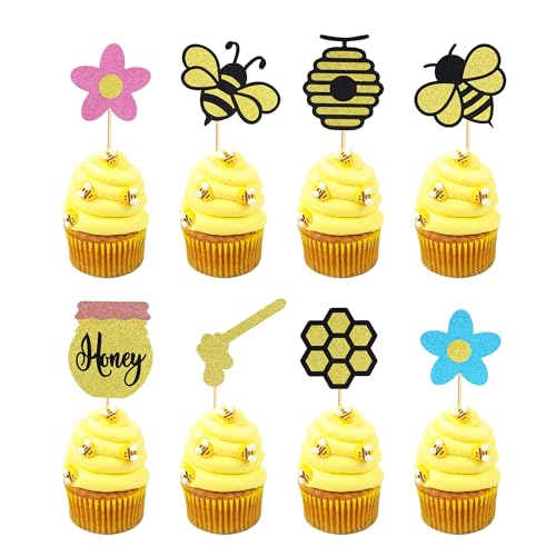 Arthsdite 24 Stück Hummel-Cupcake-Topper, Honigblume, Wabenbiene, Cupcake-Picks, Babyparty, Kuchendekorationen für Bienen-Thema, Babyparty, Kindergeburtstag, Partyzubehör Arthsdite 24 Stück Hummel-Cupcake-Topper, Honigblume, Wabenbiene, Cupcake-Picks, Babyparty, Kuchendekorationen für Bienen-Thema, Babyparty, Kindergeburtstag, Partyzubehör von Arthsdite