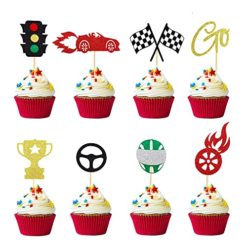 Arthsdite 24 Stück Rennauto-Cupcake-Topper, Ampel-Lenkrad, Trophäe, Helm, Rennauto, Cupcake-Picker für Let's Go, Racing, Sport, Thema, Babyparty, Jungen, Geburtstagsparty, Kuchendekorationen Arthsdite 24 Stück Rennauto-Cupcake-Topper, Ampel-Lenkrad, Trophäe, Helm, Rennauto, Cupcake-Picker für Let's Go, Racing, Sport, Thema, Babyparty, Jungen, Geburtstagsparty, Kuchendekorationen von Arthsdite