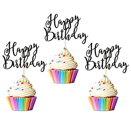 Arthsdite 36 Stück Happy Birthday Cupcake Toppers Geburtstag Cupcake Food Picks for Celebrating Happy Birthday Party Cake Decorations Supplies - Black Glitter Arthsdite 36 Stück Happy Birthday Cupcake Toppers Geburtstag Cupcake Food Picks for Celebrating Happy Birthday Party Cake Decorations Supplies - Black Glitter von Arthsdite