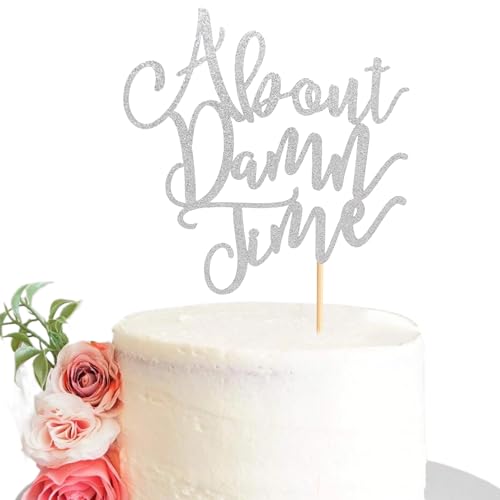 Arthsdite About Damn Time Hochzeitstortenaufsatz, Hochzeit, Verlobung, Jahrestag, Partydekorationen, Endlich Kuchendekoration, Partydekorationen – Silberner Glitzer Arthsdite About Damn Time Hochzeitstortenaufsatz, Hochzeit, Verlobung, Jahrestag, Partydekorationen, Endlich Kuchendekoration, Partydekorationen – Silberner Glitzer von Arthsdite