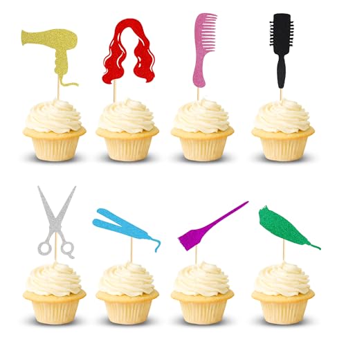 Arthsdite Cupcake-Topper mit Friseur-Motiv, Haarschnitt, Junggesellinnenabschied, Cupcake-Picks, Brautparty, Geburtstagsparty, Kuchendekorationen, Zubehör, 24 Stück Arthsdite Cupcake-Topper mit Friseur-Motiv, Haarschnitt, Junggesellinnenabschied, Cupcake-Picks, Brautparty, Geburtstagsparty, Kuchendekorationen, Zubehör, 24 Stück von Arthsdite