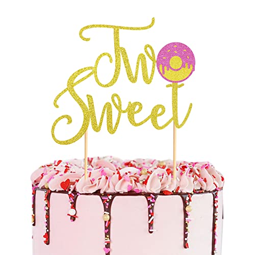 Arthsdite Donut Tortenaufsatz Candyland Zwei süße Kuchendekorationen mit Donut Pink Candy für Donut 2. Thema Babyparty Party Dekoration - Gold Glitter Arthsdite Donut Tortenaufsatz Candyland Zwei süße Kuchendekorationen mit Donut Pink Candy für Donut 2. Thema Babyparty Party Dekoration - Gold Glitter von Arthsdite