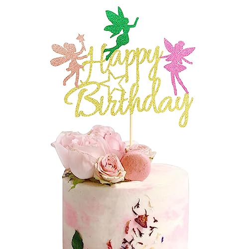 Arthsdite Fairy Cake Topper Mädchen Geburtstag Party Dekoration Topper Fairy Happy Birthday Dekoration - Gold Glitzer Arthsdite Fairy Cake Topper Mädchen Geburtstag Party Dekoration Topper Fairy Happy Birthday Dekoration - Gold Glitzer von Arthsdite