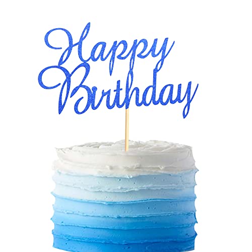 Arthsdite Happy Birthday Cake Topper, Happy Birthday Cake Picks, Birthday Party Decoration Supplies for Kids or Adults - Deep Bule Glitter von Arthsdite