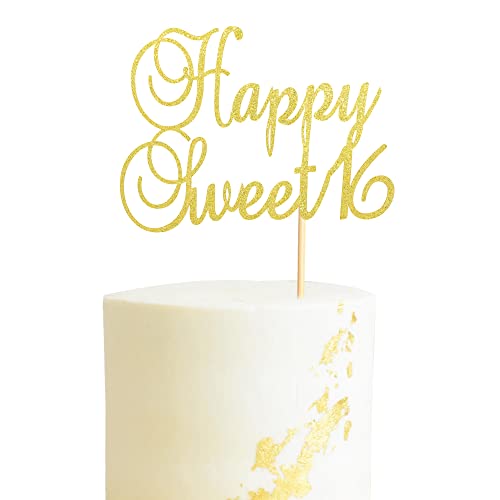 Arthsdite Happy Sweet 16 Kuchendekoration zum 16. Geburtstag, süße 16. Geburtstag, Dekoration zum 16. Geburtstag, Gold-Glitzer von Arthsdite