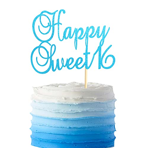 Arthsdite Happy Sweet 16 Kuchendekoration zum 16. Geburtstag, süße 16. Geburtstag, Dekoration zum 16. Geburtstag – Bule Glitter Arthsdite Happy Sweet 16 Kuchendekoration zum 16. Geburtstag, süße 16. Geburtstag, Dekoration zum 16. Geburtstag – Bule Glitter von Arthsdite