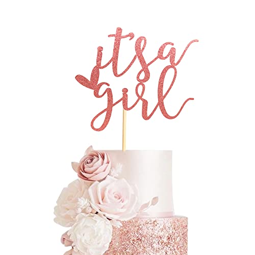 Arthsdite It's a Girl Kuchendekoration für Babyparty/Geschlechtsoffenbarung, Party-Dekorationen, Baby-Mädchen, 1. Geburtstag, Party-Dekoration, Zubehör – Roségold-Glitzer Arthsdite It's a Girl Kuchendekoration für Babyparty/Geschlechtsoffenbarung, Party-Dekorationen, Baby-Mädchen, 1. Geburtstag, Party-Dekoration, Zubehör – Roségold-Glitzer von Arthsdite