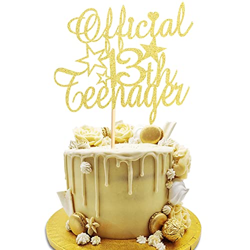 Arthsdite Offizieller Tortenaufsatz für Teenager 13, Tortenaufsatz zum 13. Geburtstag, Kuchendekoration für dreizehn Teenager, Mädchen, Jungen, 13. Geburtstag, Party-Dekoration, Zubehör, Goldglitzer Arthsdite Offizieller Tortenaufsatz für Teenager 13, Tortenaufsatz zum 13. Geburtstag, Kuchendekoration für dreizehn Teenager, Mädchen, Jungen, 13. Geburtstag, Party-Dekoration, Zubehör, Goldglitzer von Arthsdite