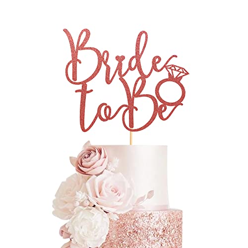 Arthsdite Tortenaufsatz "Bride to Be" mit Ring, Brautparty, Kuchendekoration für Hochzeit, Verlobung, Junggesellinnenabschied, Roségold-Glitzer von Arthsdite