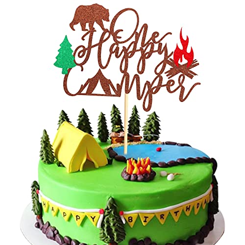 Arthsdite Tortenaufsatz "Happy Camper", Campingplatz, Zelt, Abenteuer, für Kinder, Jungen, Mädchen, 1. Geburtstag, Partyzubehör Arthsdite Tortenaufsatz "Happy Camper", Campingplatz, Zelt, Abenteuer, für Kinder, Jungen, Mädchen, 1. Geburtstag, Partyzubehör von Arthsdite
