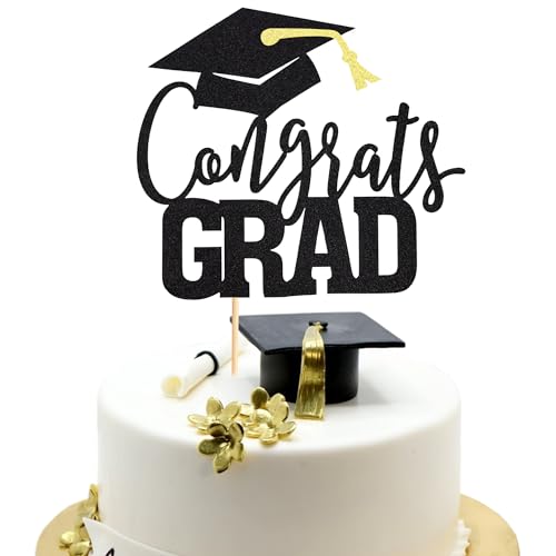 Arthsdite Tortenaufsatz mit Aufschrift "Congrats Grad", Klasse 2025, Themen-Abschlussfeier, Party-Dekorationen für Universität, College, High School, Feier, Partyzubehör, schwarzer Glitzer, 1 Stück Arthsdite Tortenaufsatz mit Aufschrift "Congrats Grad", Klasse 2025, Themen-Abschlussfeier, Party-Dekorationen für Universität, College, High School, Feier, Partyzubehör, schwarzer Glitzer, 1 Stück von Arthsdite