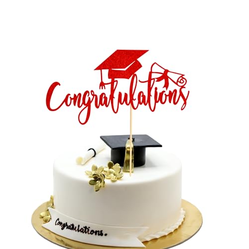 Arthsdite Tortenaufsatz mit Aufschrift "Congratulations 5,133.5 cm zum Schulabschluss, Congrats Grade Kuchendekoration – 2025 High School/College/Senior Graduation Party-Dekorationen, Zubehör, roter Arthsdite Tortenaufsatz mit Aufschrift "Congratulations 5,133.5 cm zum Schulabschluss, Congrats Grade Kuchendekoration – 2025 High School/College/Senior Graduation Party-Dekorationen, Zubehör, roter von Arthsdite