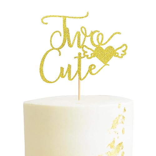 Arthsdite Zwei süße Kuchendekoration für süßes Baby Mädchen und Jungen – Zweiter Geburtstag Kuchen Pick – Happy 2nd Birthday Party Dekoration Supplies – Gold Glitter Arthsdite Zwei süße Kuchendekoration für süßes Baby Mädchen und Jungen – Zweiter Geburtstag Kuchen Pick – Happy 2nd Birthday Party Dekoration Supplies – Gold Glitter von Arthsdite