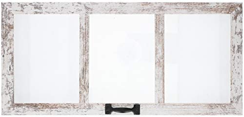 Arti Casa Rustikaler Fenster-Holz-Bilderrahmen zum Aufhängen, 51 x 24 cm, für 3 Fotos, rustikales Weiß von Arti Casa