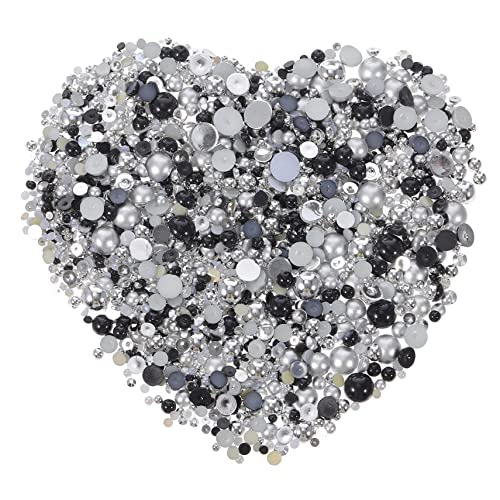 ARTIBETTER 1 Nagelpflaster Perlen für Nägel Halbe Runde aufkleber gefälschte Perle nageln dekorativer Nagelanhänger Handyhüllen-Dekorations-Charme Maniküre-Zubehör Harz Black von Artibetter