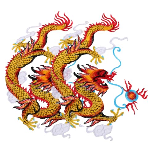 ARTIBETTER 1 Paar Drachensticker Aufkleber Chinesische Patches Gestickte Flicken Aufbügeln Stickereiflecken Nähen Stickflicken Aufbügeln Flicken Für Kleidung Aufnäher Zum Aufbügeln Polyester von Artibetter