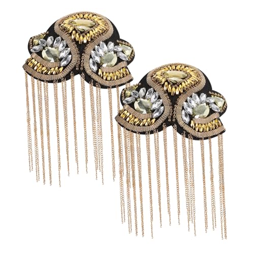 ARTIBETTER 1 Paar Goldene Vintage Schulterklappen mit Quasten Retro Punk Metall Schulterabzeichen für Bühnenauftritte und Einfach Anzubringen Leicht und Langlebig von Artibetter