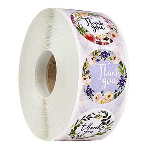 ARTIBETTER 1 Rolle Danke Aufkleber Ästhetisch Selbst Siegel Aufkleber Favorisieren Verpackungsetiketten Gruß Aufkleber Für Briefumschläge Hochzeit Danke Stempel Blumen- Bunt von Artibetter